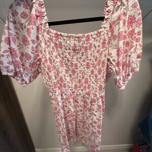 Pink Floral Smocked Dress